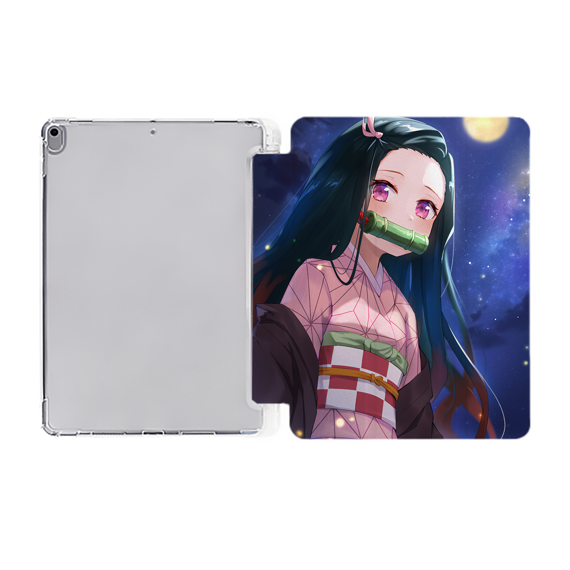 （画像用） 鬼滅の刃（きめつのやいば）竈門 禰󠄀豆子／かまど ねずこ Kamado Nezuko IPad ケース ペン収納付き 三つ折りスタンド PUレザー×シリコン 対応機種9.5/10.5/10.9インチ